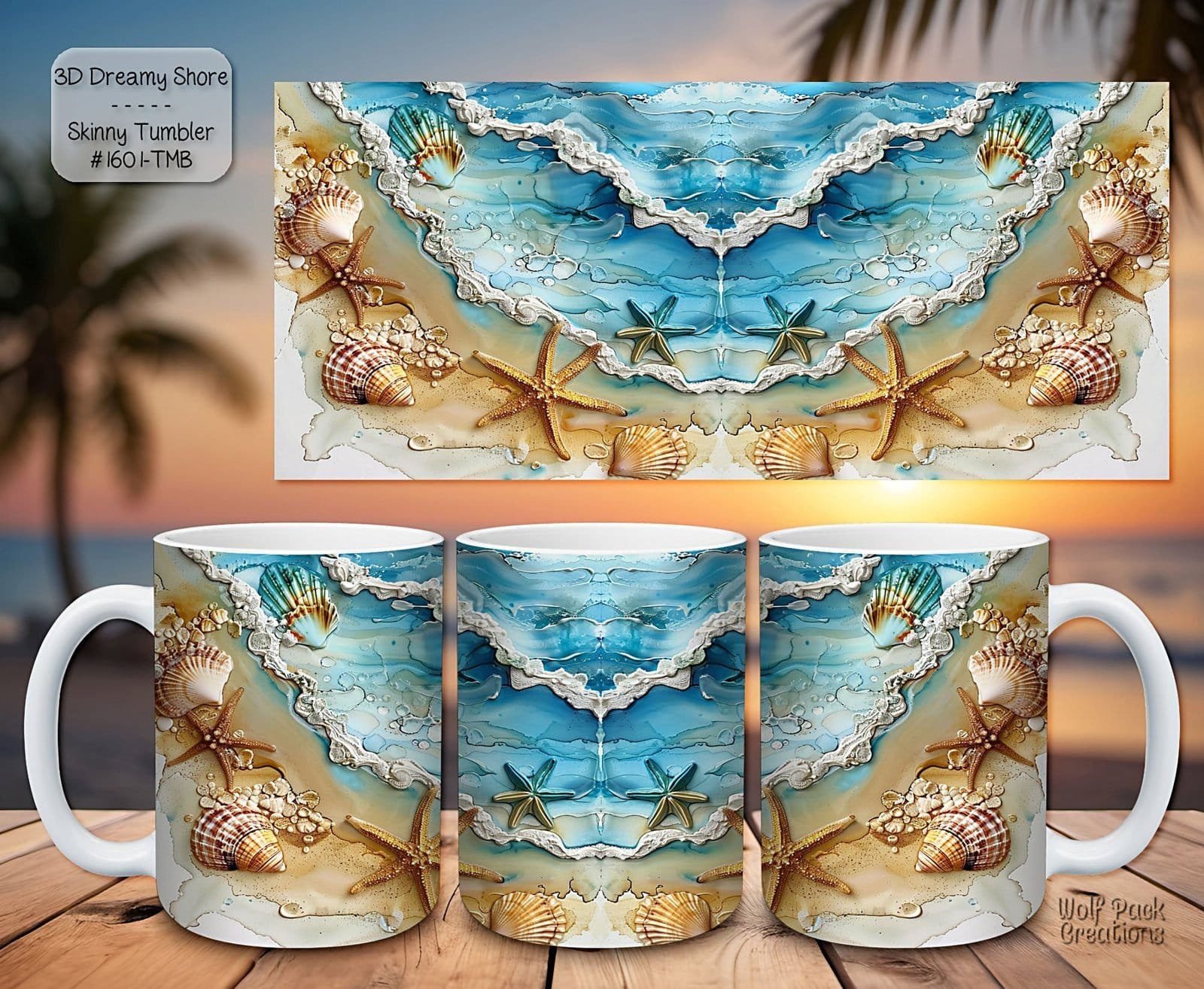 Beautiful 3D Dreamy Shore Design on a Ceramic Mug