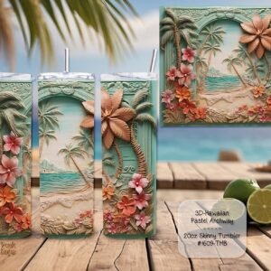 Beautiful 3D Hawaii Pastel Archway Design on a Tumbler