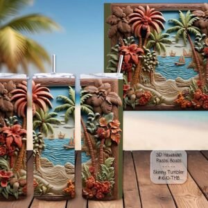 Beautiful 3D Hawaii Pastel Boats Design on a Tumbler