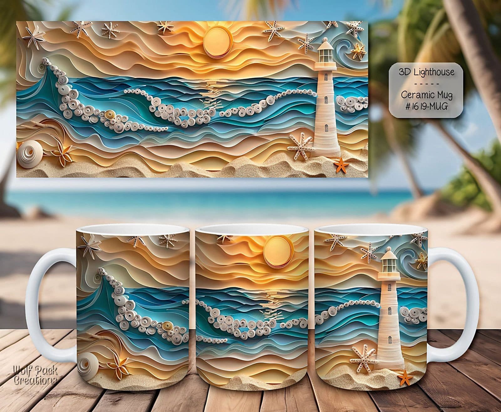 Beautiful 3D Lighthouse Design on a Ceramic Mug