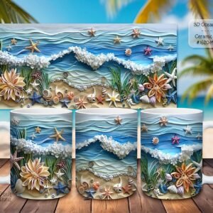 Beautiful 3D Ocean Art Design on a Ceramic Mug
