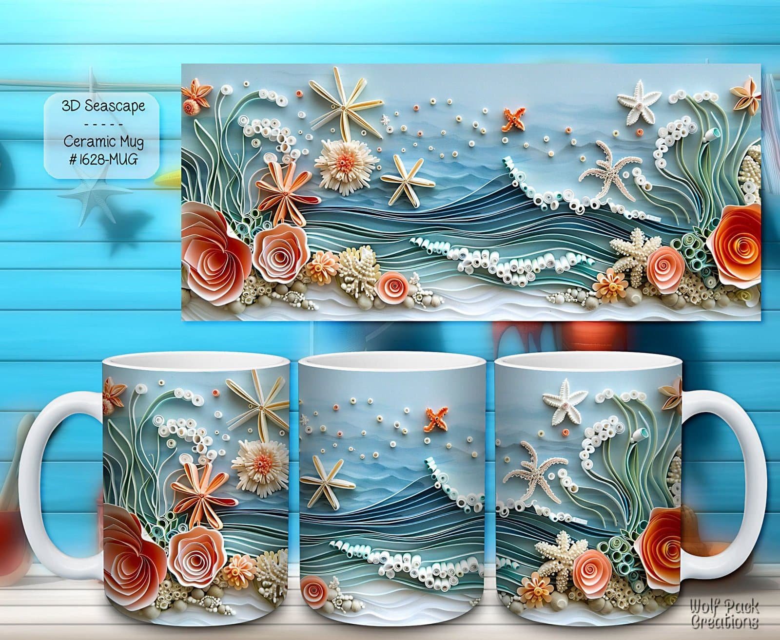 Beautiful 3D Seascape Design on a Ceramic Mug