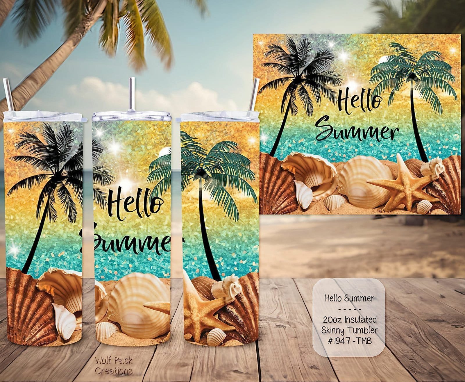 Beautiful Skinny Tumbler: Hello Summer