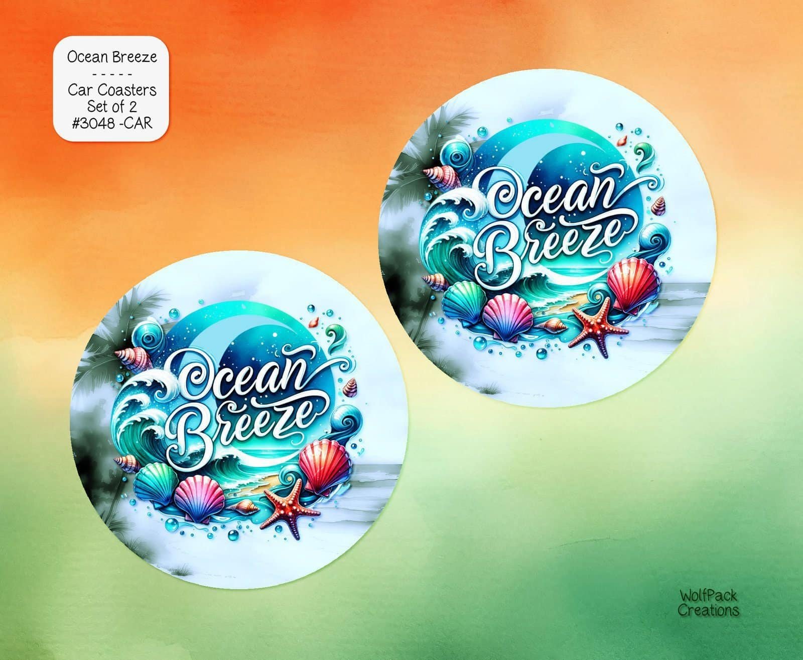 Beautiful Ocean Breeze Car Coasters