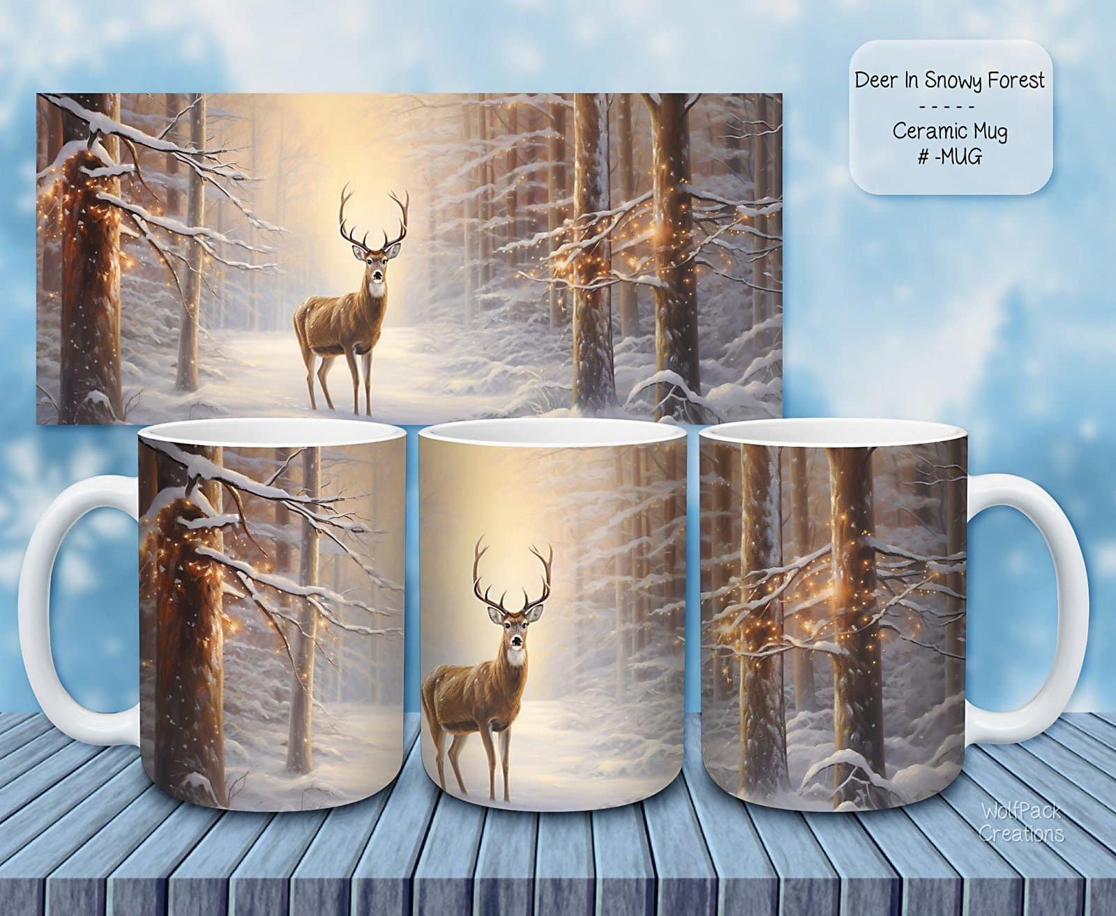 Cozy Up with Our Deer and Winter Themed Ceramic Coffee Mugs