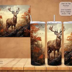 The Perfect Hunting Companion: Insulated Tumbler featuring a Deer on the Mountain