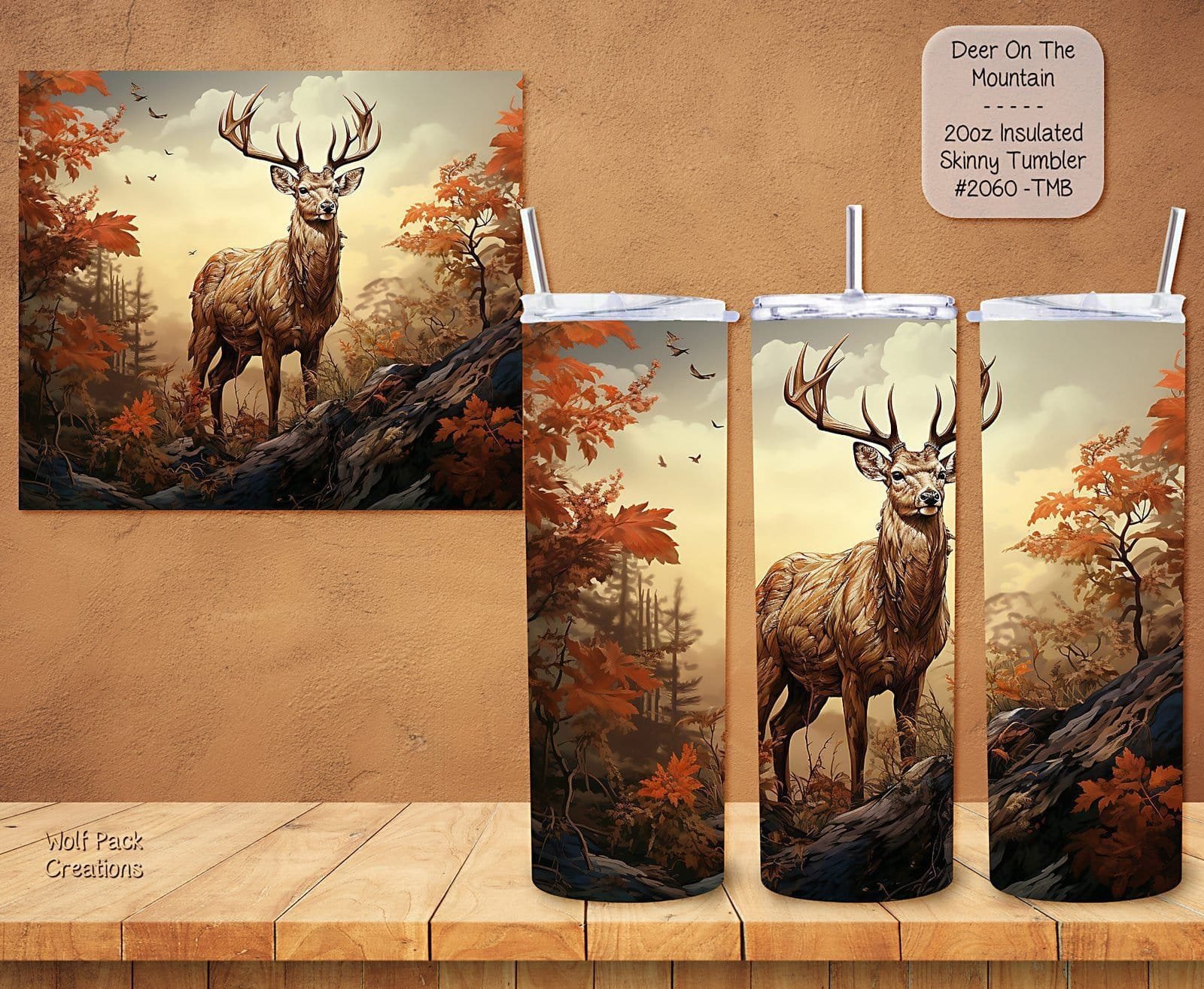 The Perfect Hunting Companion: Insulated Tumbler featuring a Deer on the Mountain