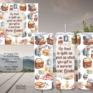 Beautiful PIcnic Basket Design on a Skinny Tumbler