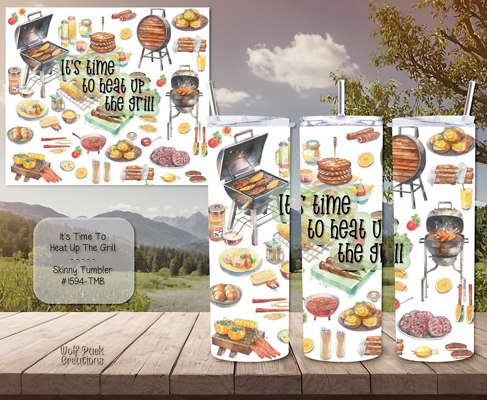 Beautiful Summer Grilling Design on a Skinny Tumbler