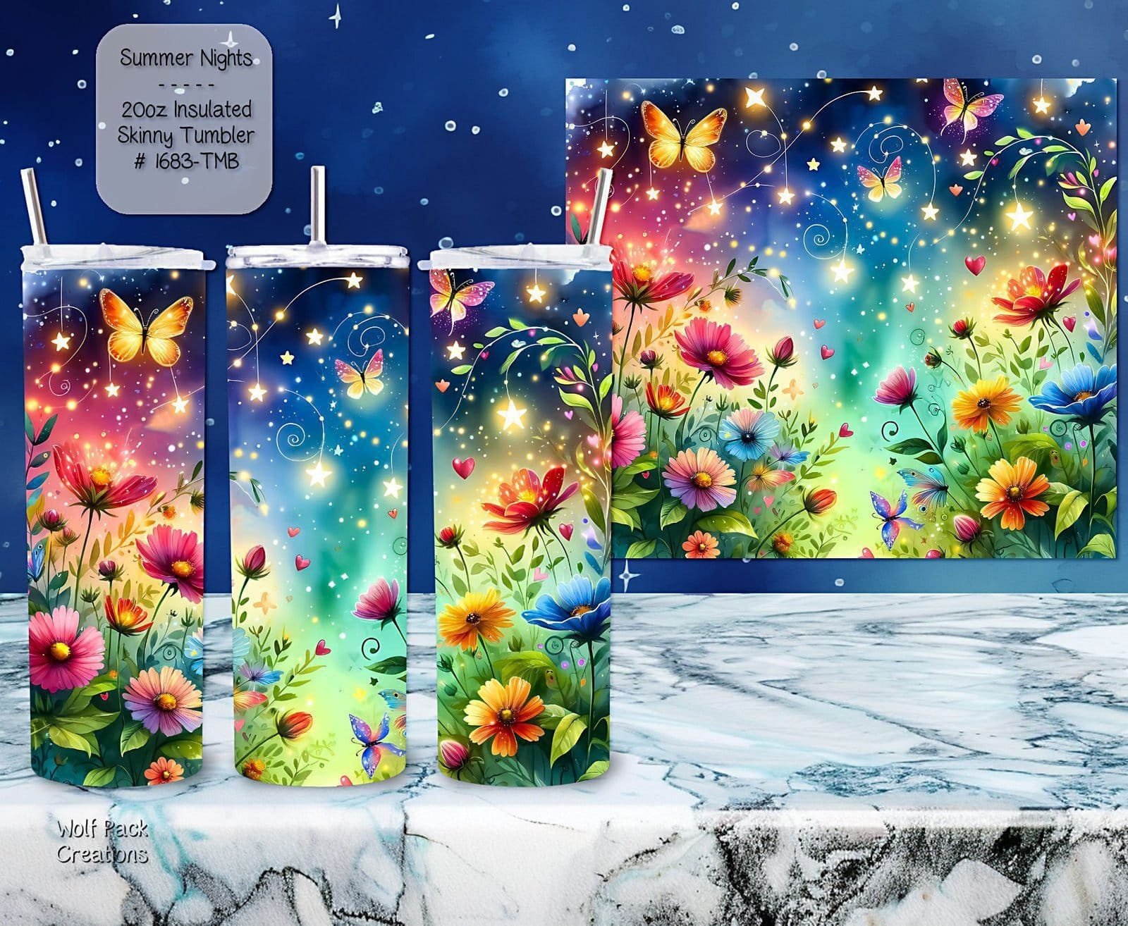 Beautiful Skinny Tumbler: Summer Nights