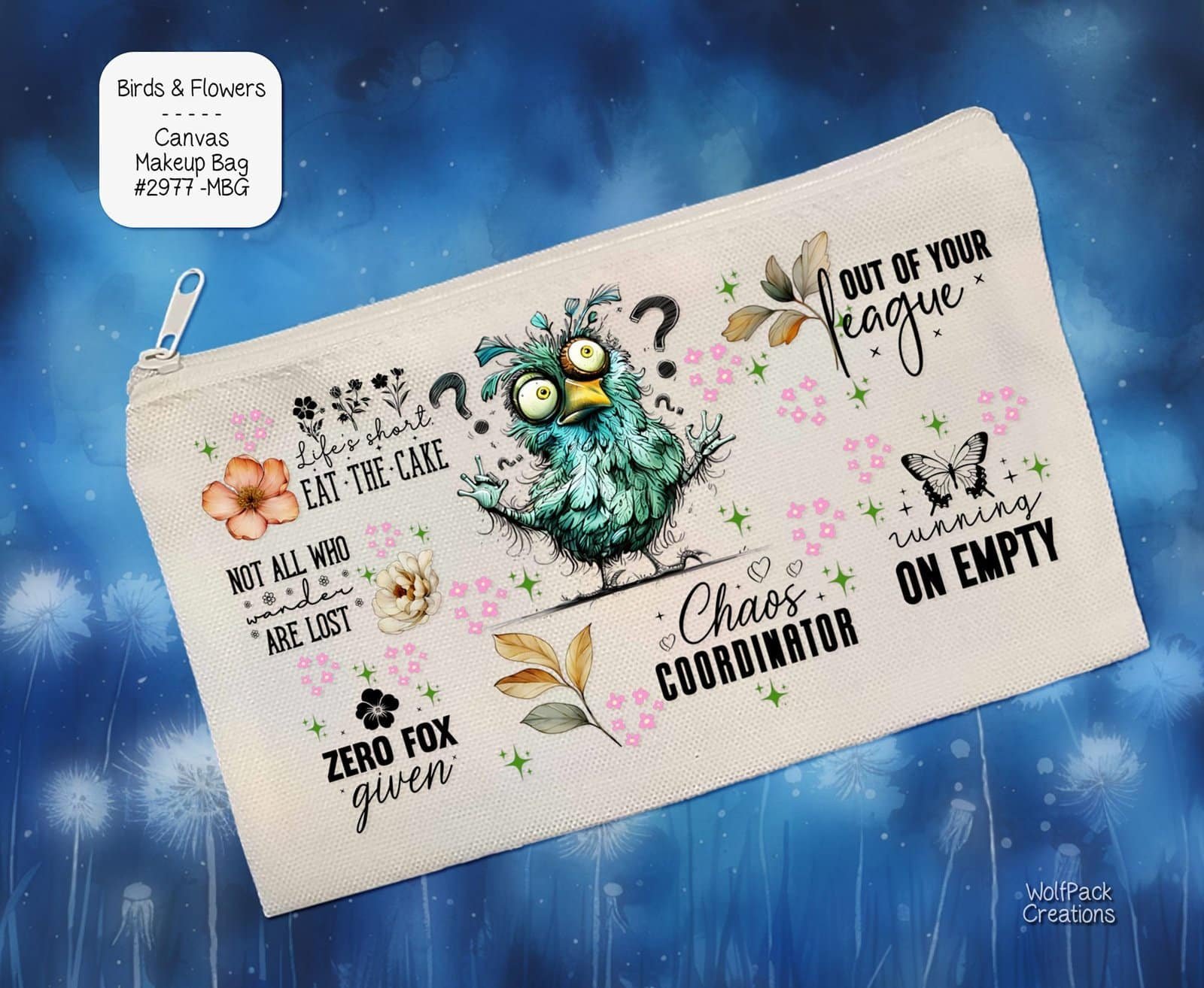 Birds and Flowers Zipper Pouch