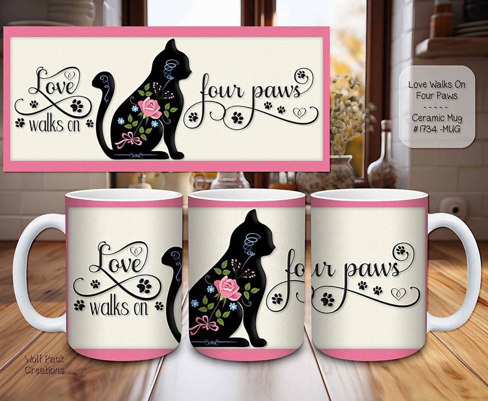 Beautiful Ceramic Mug: Love Walks on Four Paws