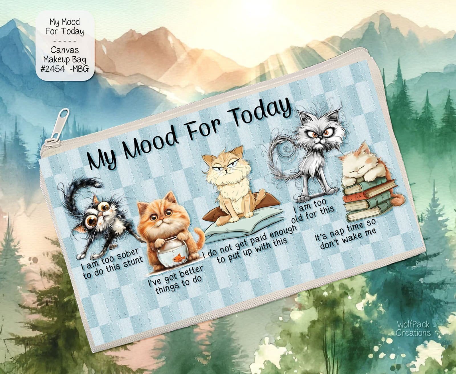 White Polyester Zipper Pouch: My Mood For Today
