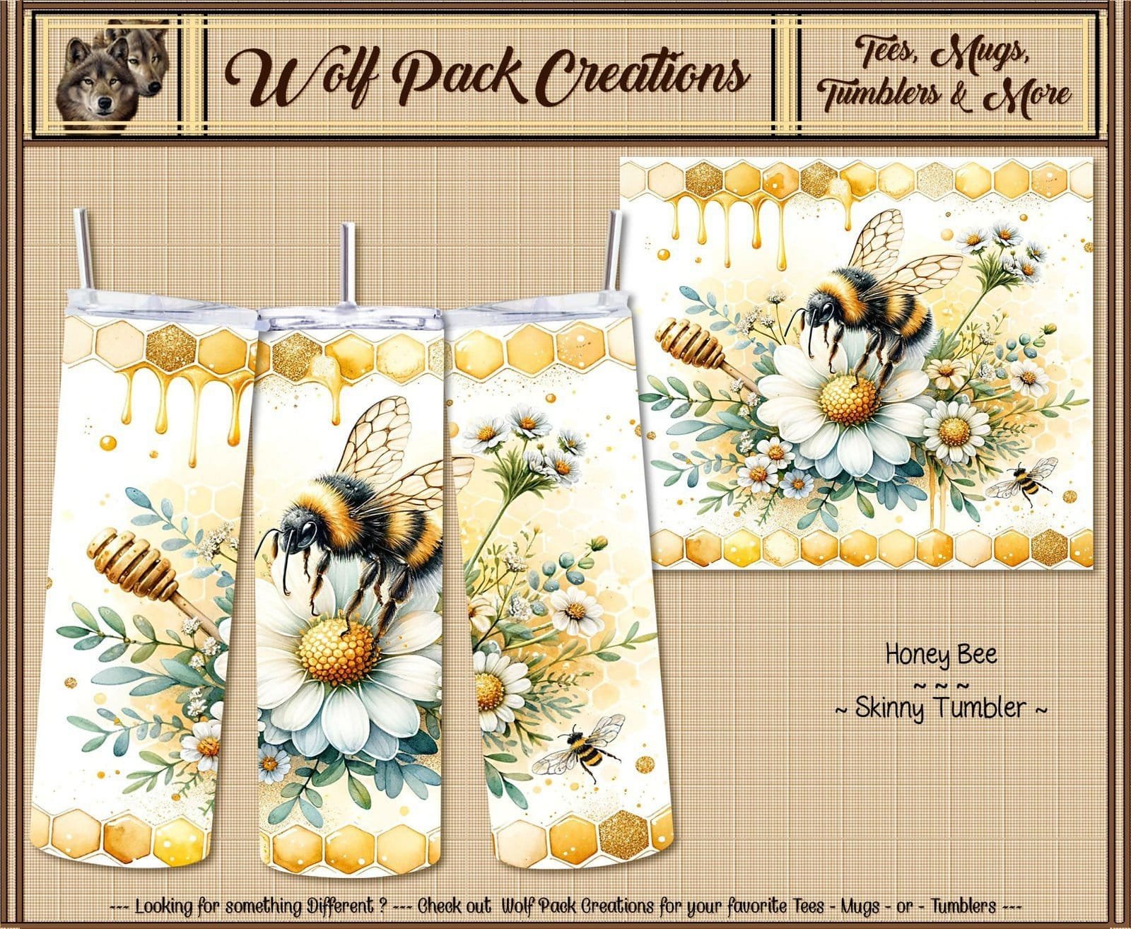 Beautiful Honey Bee on a Skinny Tumbler