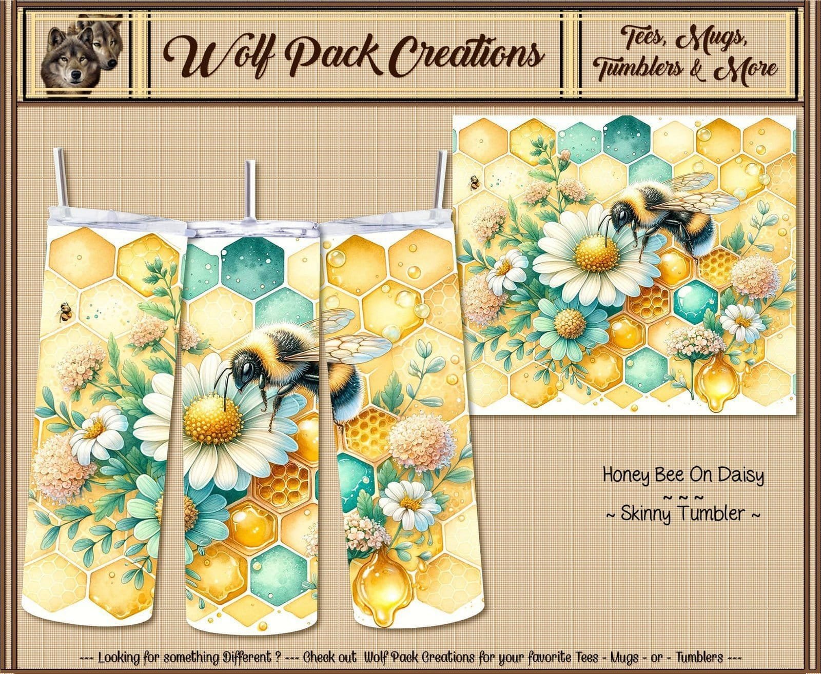 Beautiful Honey Bee on a Daisy Skinny Tumbler