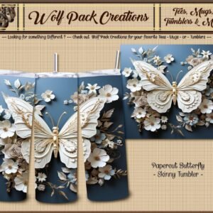 Beautiful Papercut Butterfly Skinny Tumbler