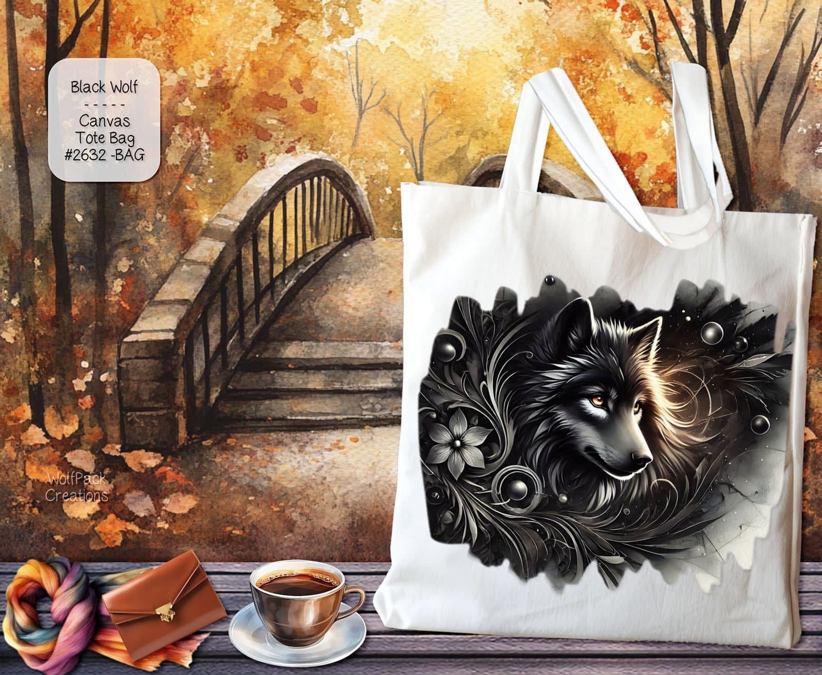 Black Wolf Tote Bag