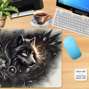 Intense Black Wolf Mouse Pad
