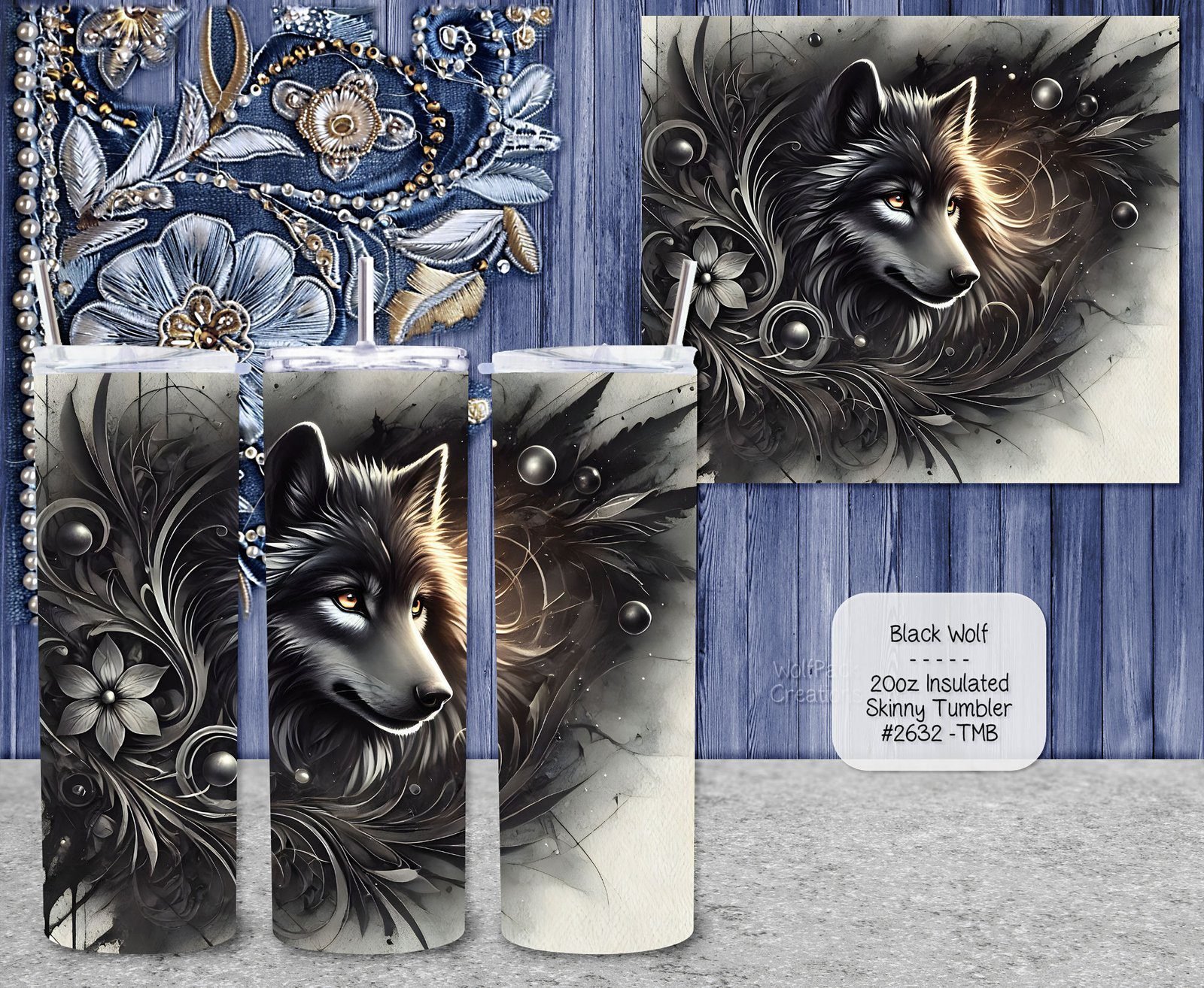 Stainless Insulated Tumbler: Beautiful Black Wolf