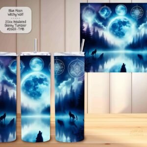 Stainless Steel Insulated Tumbler: Blue Moon Wolf