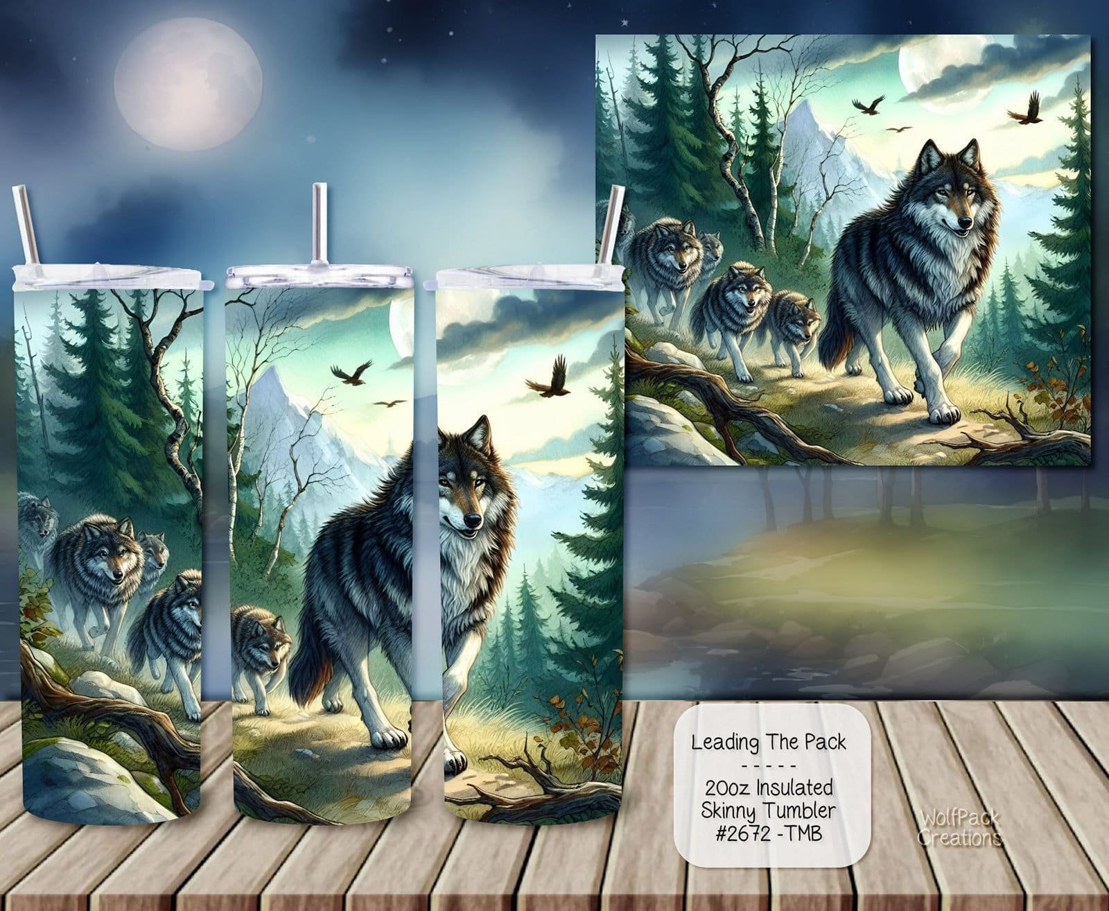 Stainless Steel Insulated Tumbler: Beautiful Wolf Leading the Pack