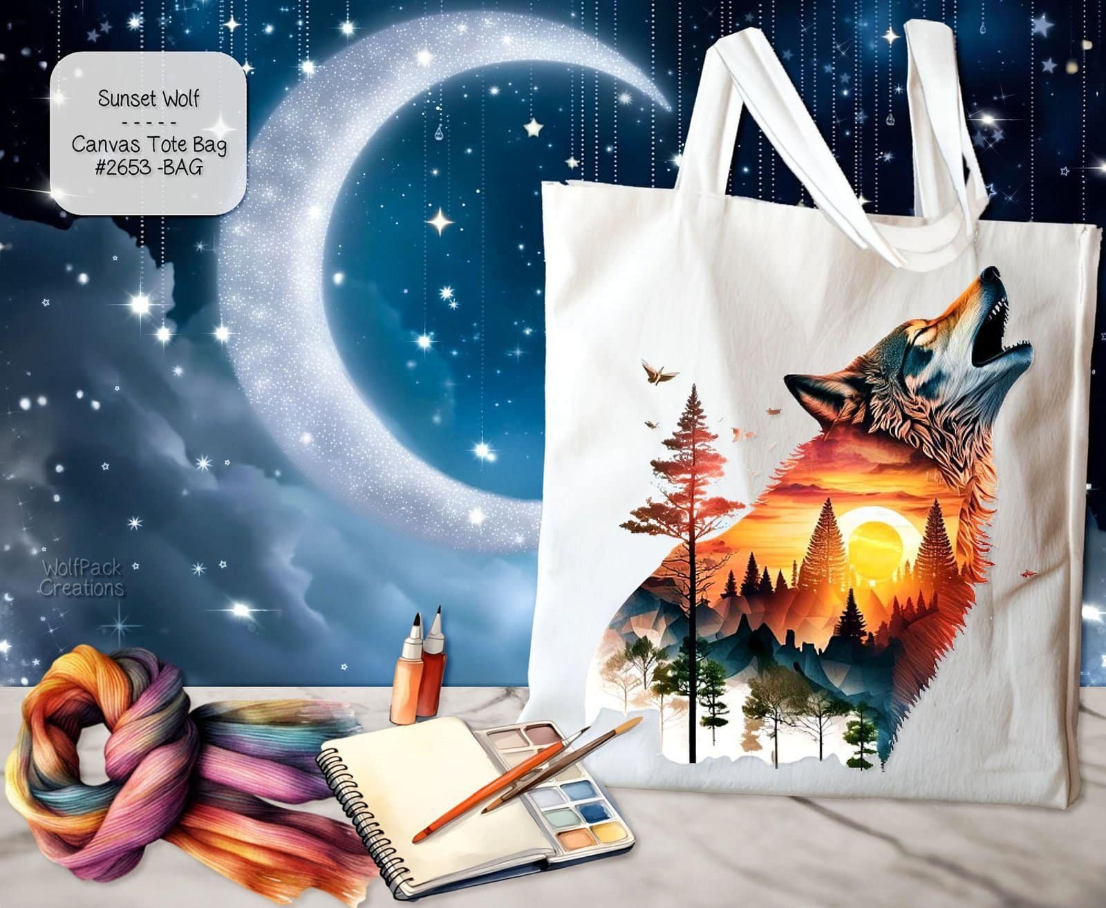 Sunset Wolf Tote Bag