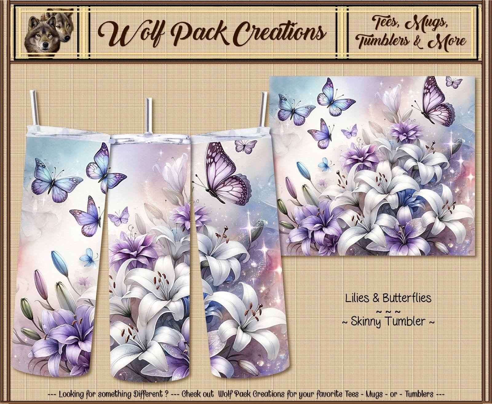 Beautiful Lilies & Butterflies on a Skinny Tumbler