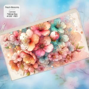 White Polyester Zipper Pouch: Beautiful Peach Blossoms