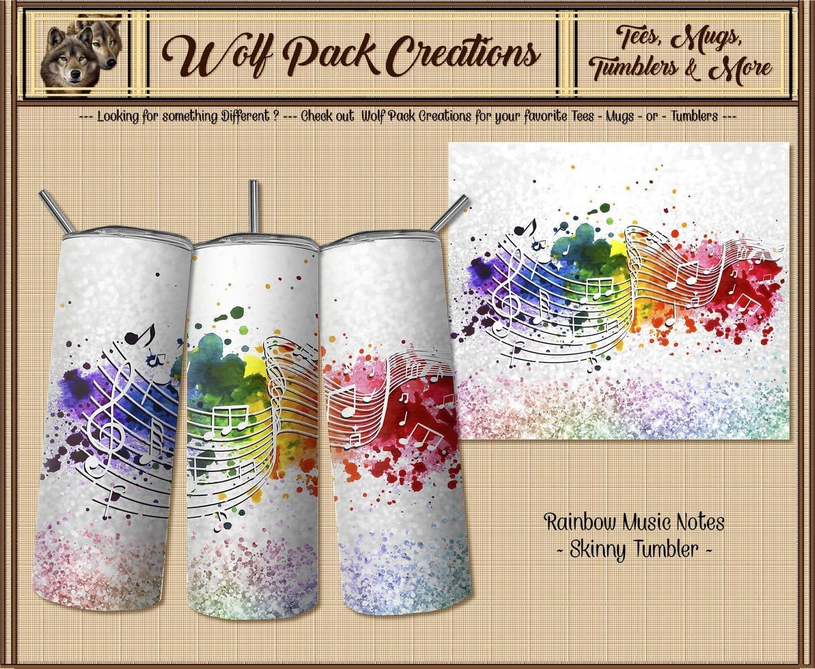 Beautiful Music Notes on a Skinny Tumbler