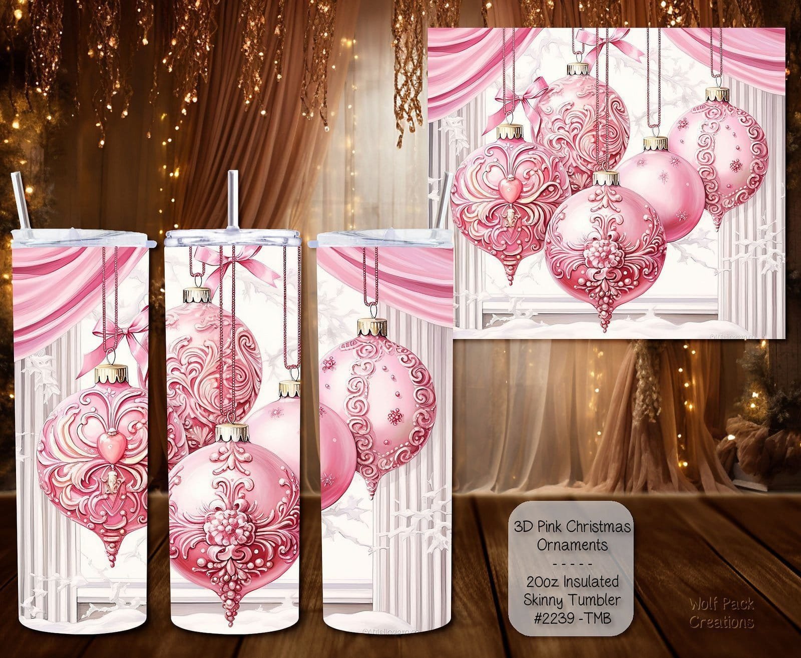 Stylish and Functional: The 20 Ounce Insulated Pink Ornaments Tumbler