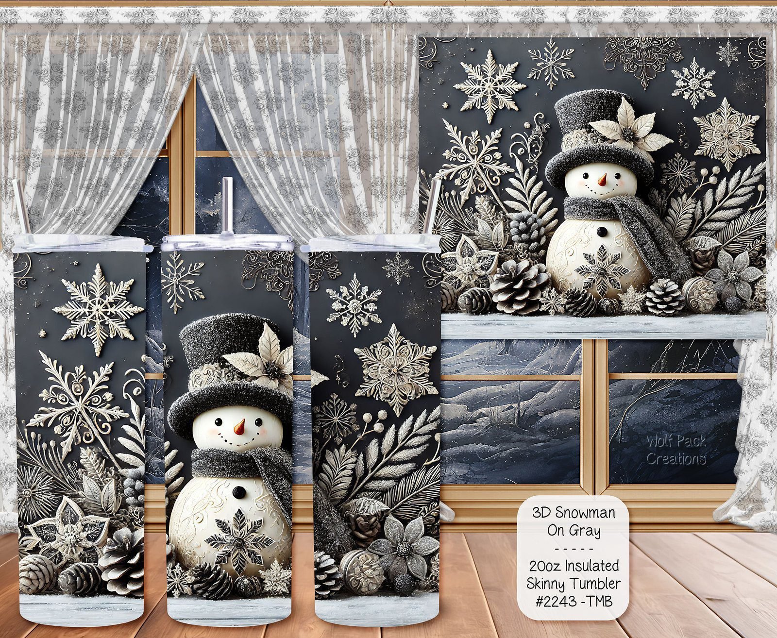 Stay Hydrated with Our Stainless Steel Skinny Tumbler - 20 Ounce Insulated Snowman