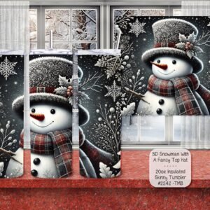 Charming 20 Ounce Insulated Stainless Steel Skinny Tumbler with Snowman Design