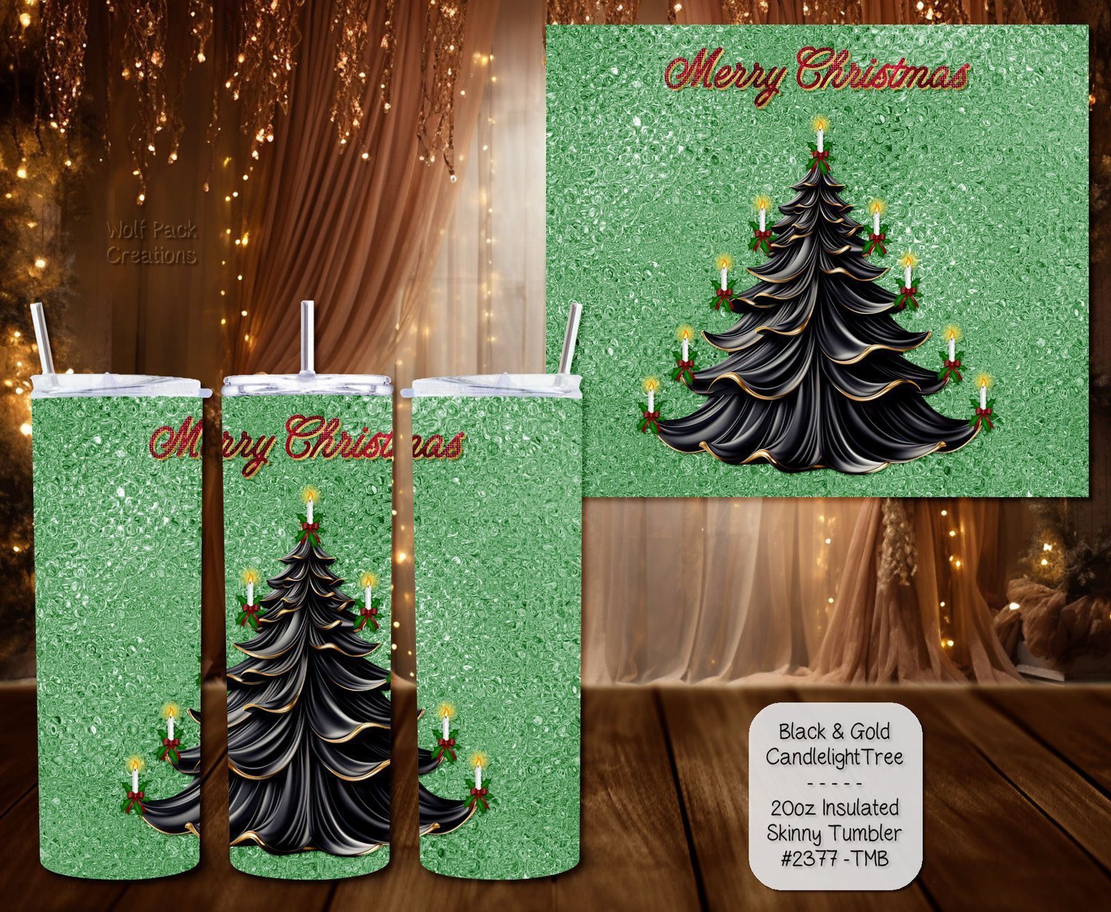 Stylish Stainless Steel Tumbler: Candlelight Tree