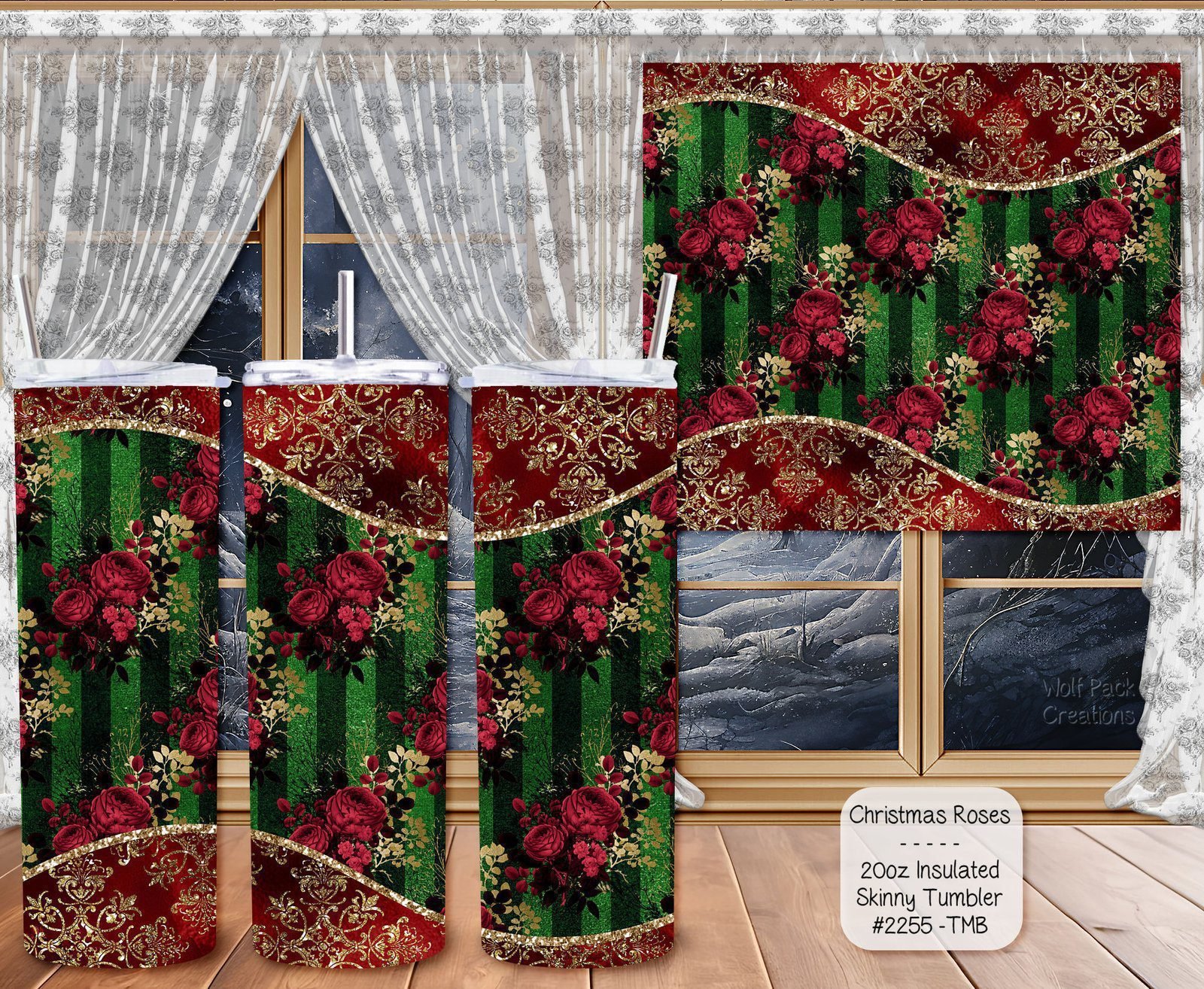Elegant Christmas Roses Tumbler