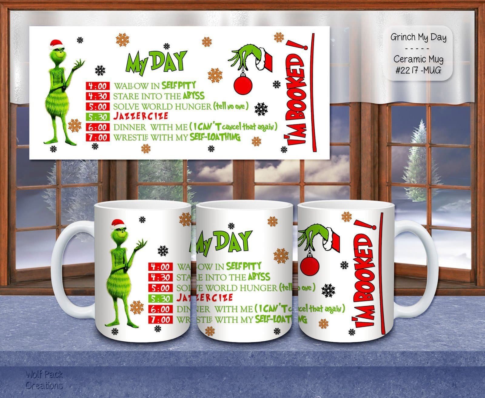 Charming A Day in the Life of a Grinch Ceramic Coffee Mugs: Perfect for Every Sip