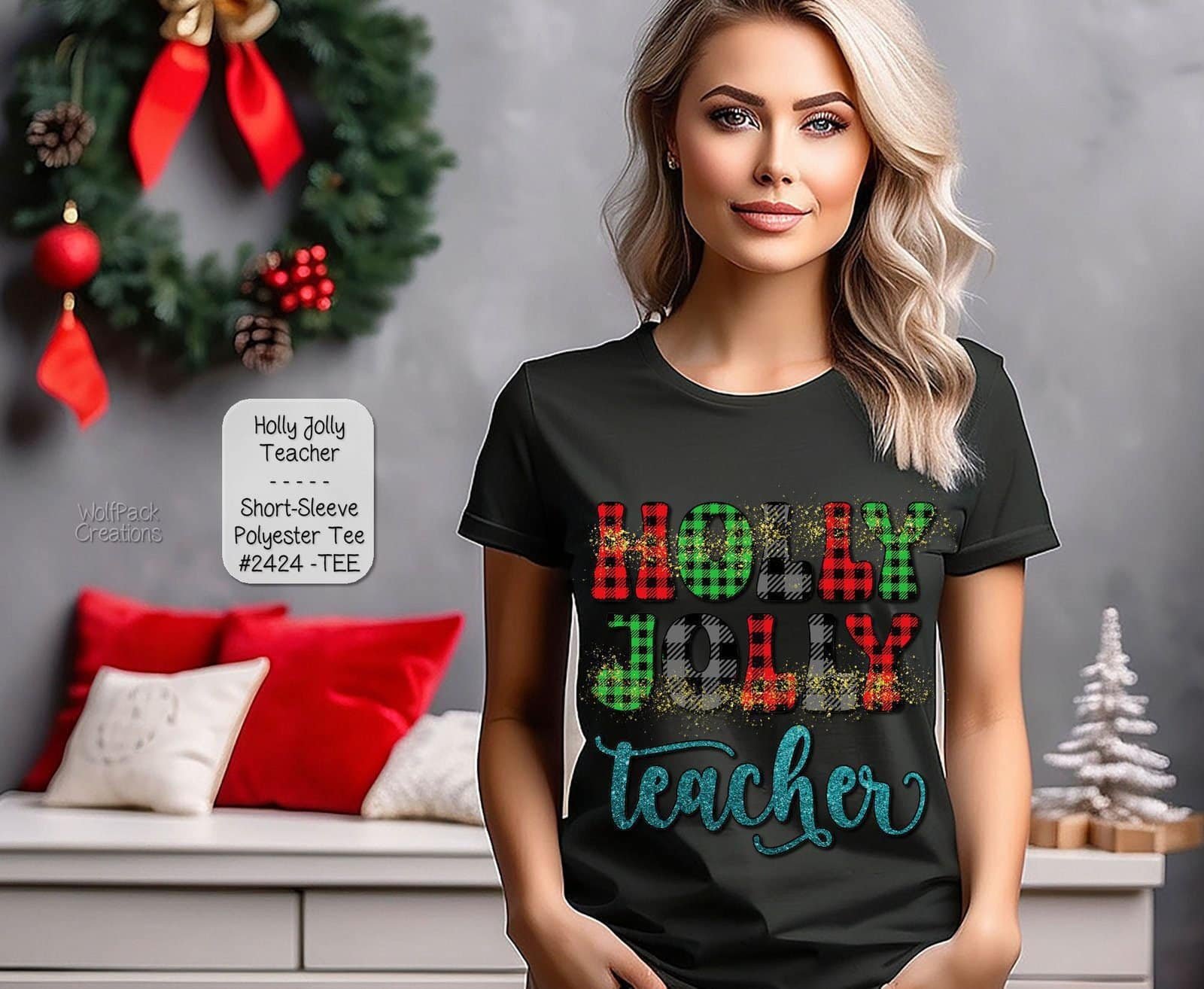 Vibrant Holly Jolly Teacher Shirt