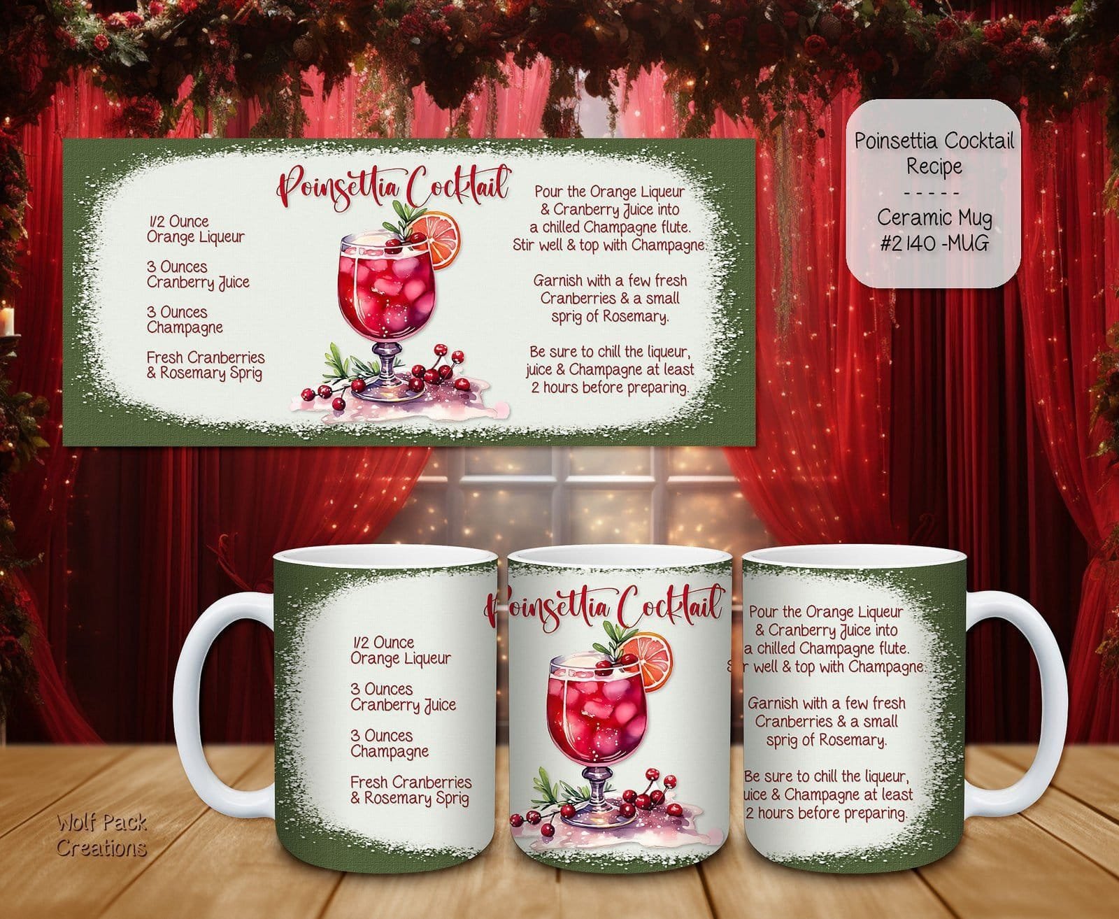 Elevate Your Beverage Experience with Our Poinsettia Cocktail Ceramic Mugs