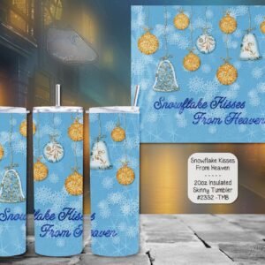 Beautiful Holiday Stainless Steel Tumbler: Snowflake Kisses