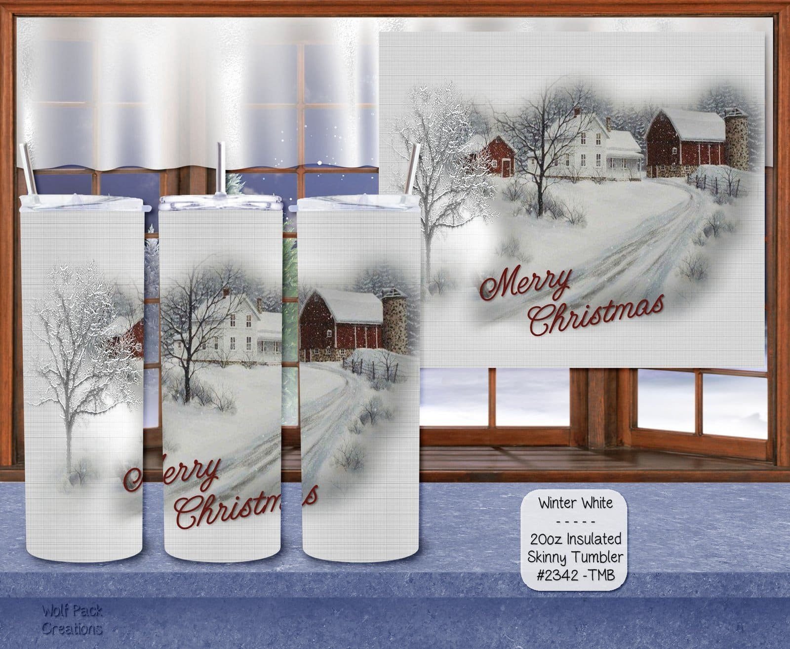 Beautiful Holiday Stainless Steel Tumbler: Winter White