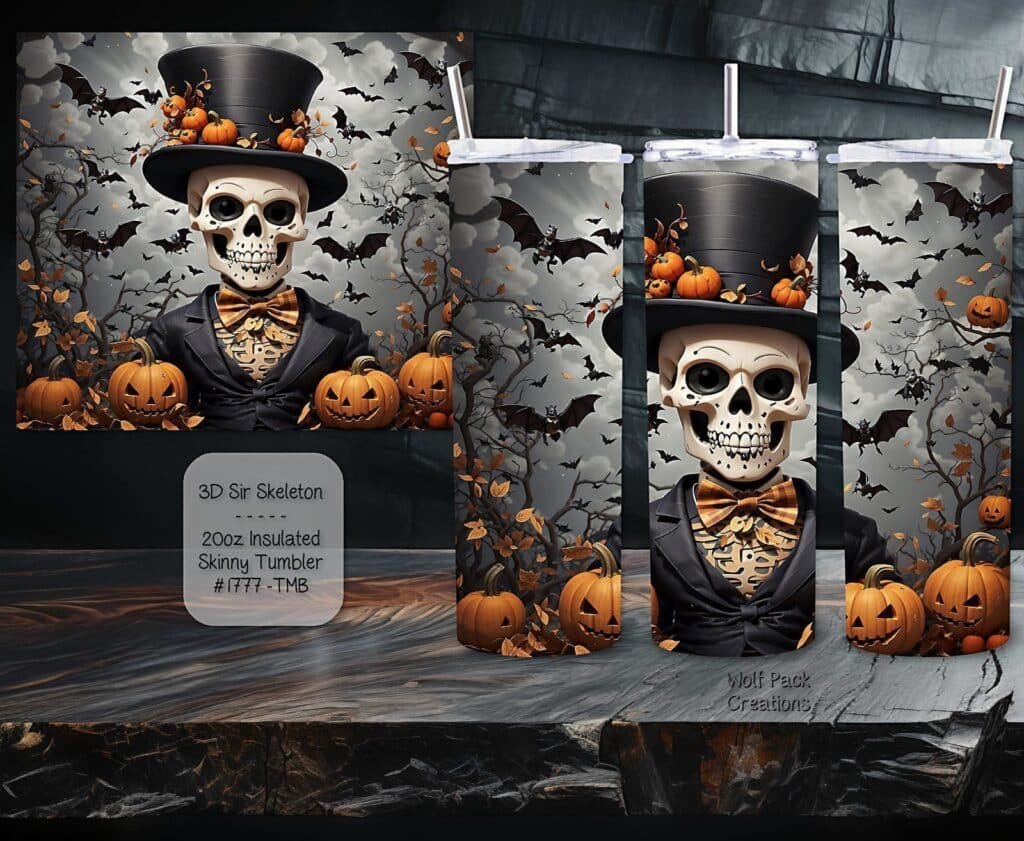 The Perfect Beautiful Skinny Tumbler featuring Sir Skeleton