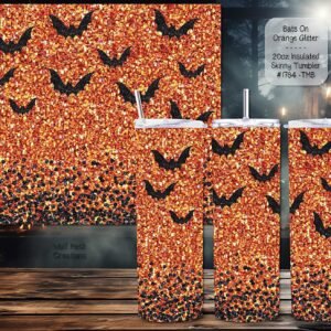 Intense Bats on Orange Glitter Tumbler