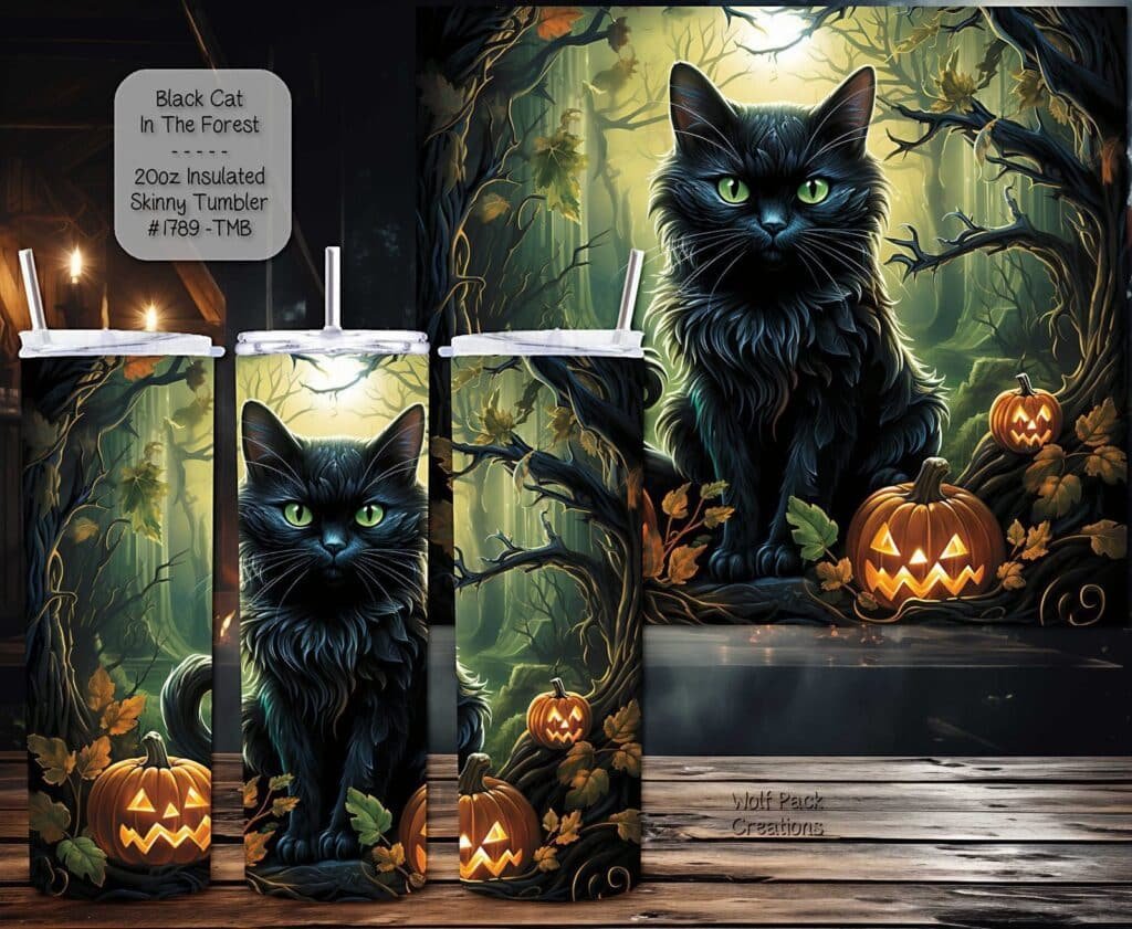 Black Cat and Pumpkins Tumbler