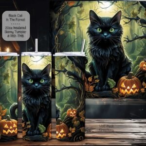 Black Cat and Pumpkins Tumbler