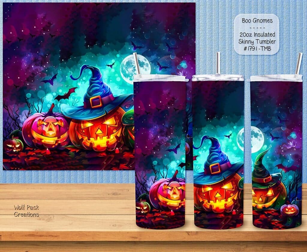 Beautiful Skinny Tumbler with Pumpkin Gnomes