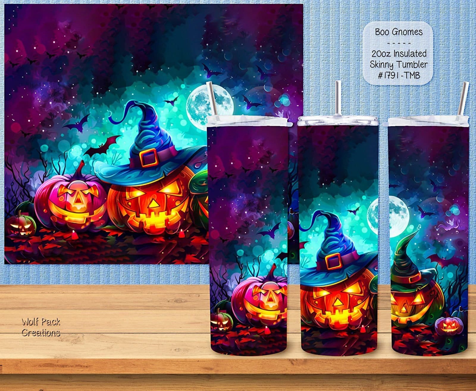 Beautiful Skinny Tumbler with Pumpkin Gnomes