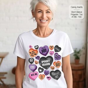 Vibrant Halloween Shirt featuring Candy Hearts