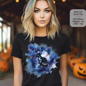 Terrifying Halloween Shirt: Cosmic Black Cat Design