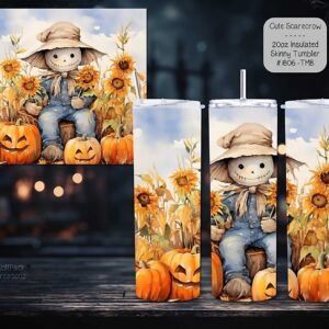 Beautiful Skinny Tumbler: Cute Scarecrow Design