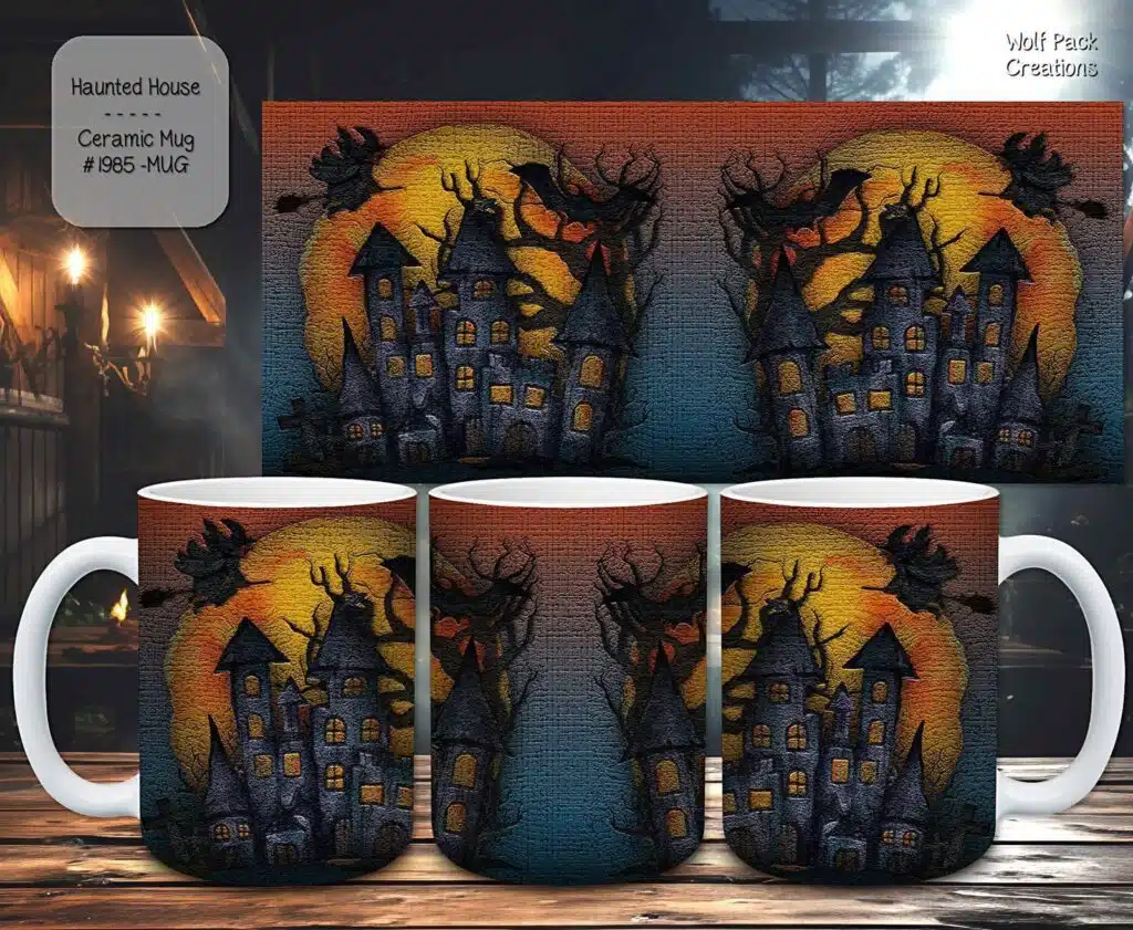 Haunted House Ceramic Coffee Mug - Perfect for Your Spooky Sips