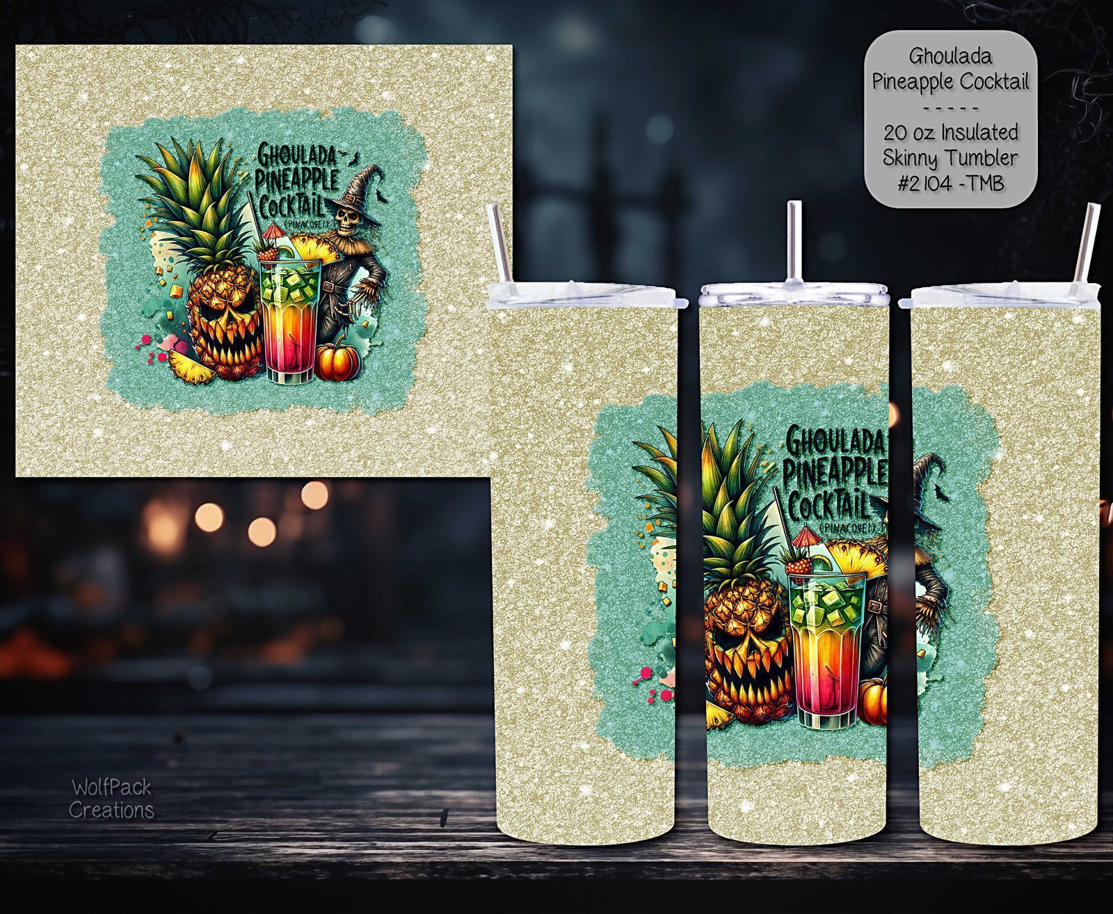 Stay Cool with Our 20 Ounce Insulated Pineapple Cocktail Skinny Tumbler